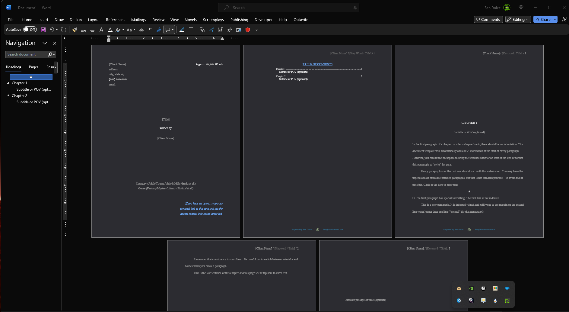 Novel Manuscript Writing
